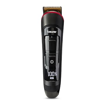 Beurer MN4X Beard Trimmer, for trimming and shaving, 2 stainless steel blades, 12 cutting lengths, 2 step fine adjustment, maximum skin care, washable razor head