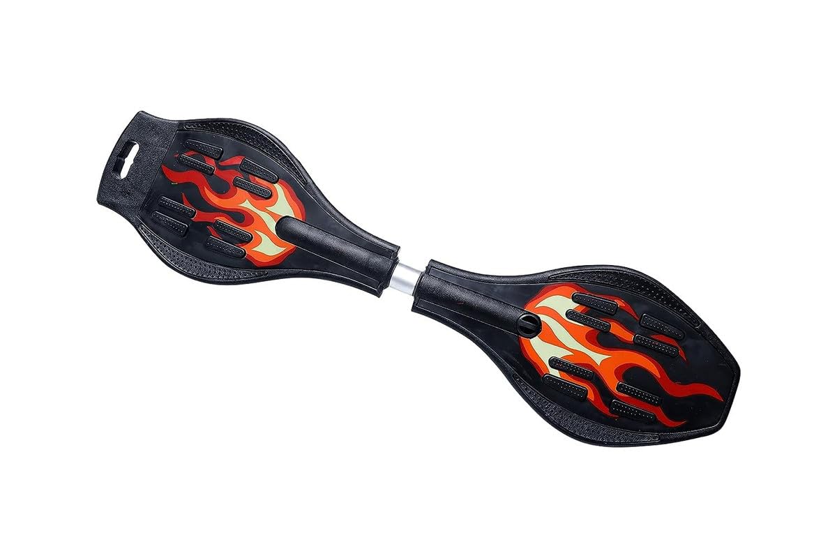 Plastic Waveboard With Carry Bag, With 80Mm Illuminating Pu 2 Wheels With Led Flash Lights Skating Longboard Wave Board For Kids Weight Capacity Up To 100 Kg (Size 34X6 Inch) (Black)