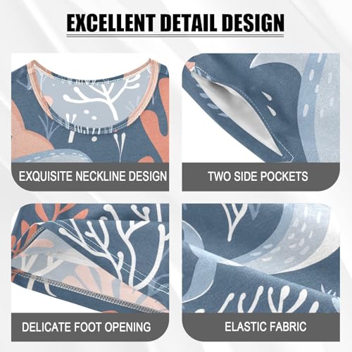 ALAZA Dolphin Coral Reef Blue Pajamas Short Sleeve 2 Piece Sleepwear Top and Bottom Pajama Set Unisex4