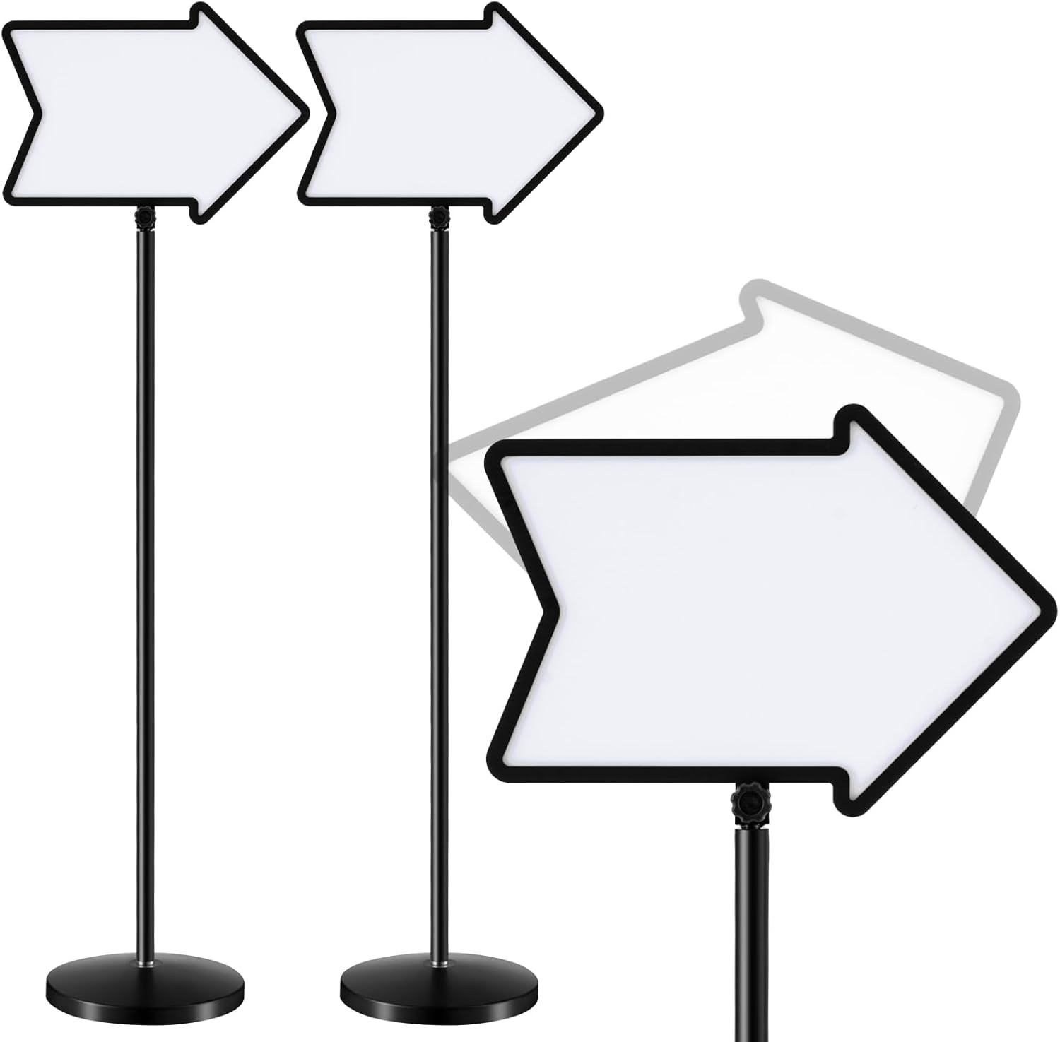 Fulmoon 2 Pack Arrow Sign Stand Adjustable Holder Floor Signs 11.7 x 16.5 Inch Poster Display Stand Dual Sided Dry Erase Board with Heavy Duty Pedestal for Indoor Outdoor Hotel School