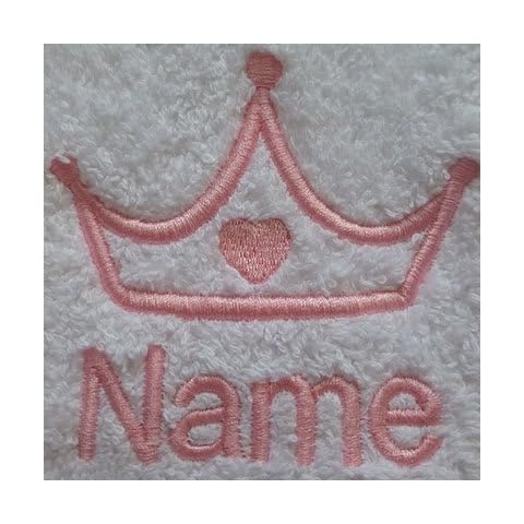 EFY Childs Hooded Bath Robe with a PRINCESS CROWN Logo and Name of your choice Cover