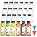 24 PACK, 12 OZ Reusable Plastic Juice Bottles with Caps, Plus 24 Labels & 2 Silicone Funnels - Clear Juicing Bottles for Juice, Smoothies, Ginger, Tea, Coffee - Food Grade & Leakproof Travel Bottles