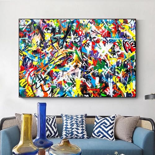 Images d'art mural de rue pour salon en toile abstraite premium 50x70 cm