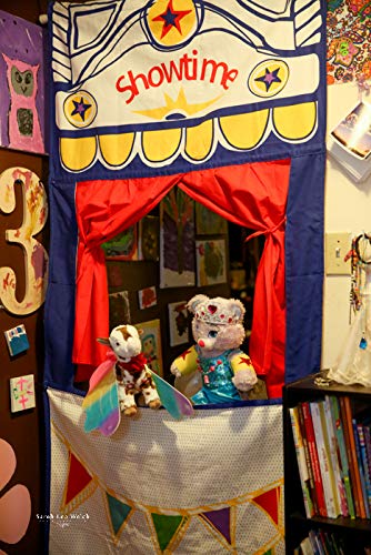 Doorway Puppet Theater with Adjustable Rod, Tie-Back Curtains - Over 6 feet Tall, 100% Cotton