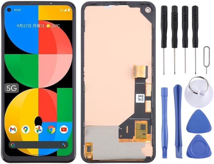 Mobile Phone Screen LCD Display for Google Pixel 5a 5G G1F8F G4S1M TFT LCD Screen with Digitizer Full Assembly, Not Supporting Fingerprint Identification (Black)