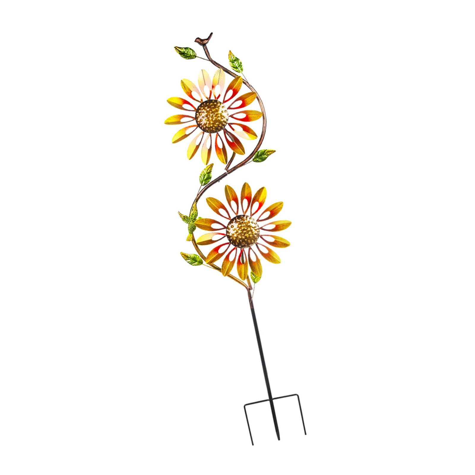 Girasoles - Molinillo giratorio de viento para jardín para césped exterior, patio, resistente a la intemperie, molino de viento giratorio de hierro con girasoles dinámicos, estaca de molino de