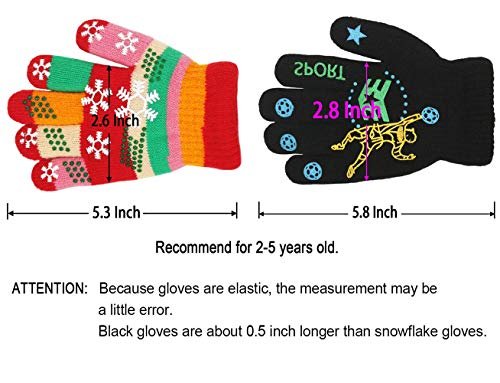 Kids Gloves, Magic Stretch Gloves 8 Pairs, Children Anti-Slip Full Fingers Knitted Winter Glove for Boys and Girls3