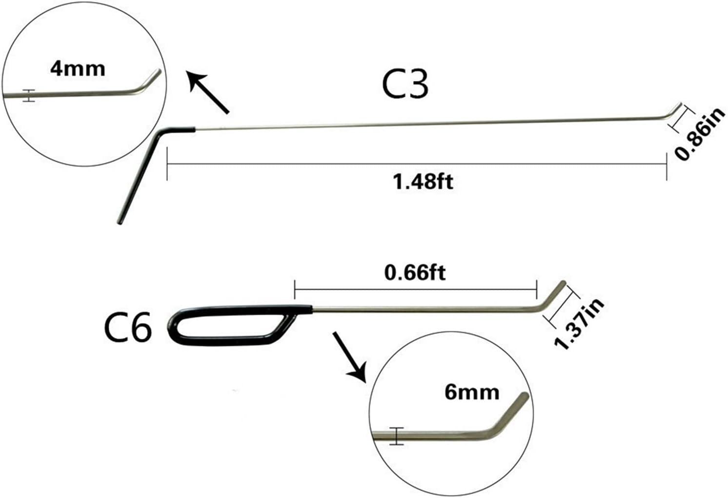 Dent Removal Hooks Rods Paintless Dent Removal Car Repair Kit Tools Door Dent Ding Hail Removal (Color : Package6, Size : A)