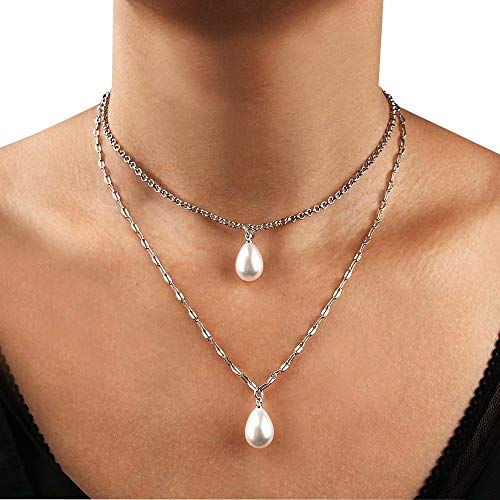 Coverdeal Multilayer Chain Simulated Faux Multi-Strand Pearl Necklace Pendant Necklaces Set for Women Girls Mother's Day Halloween Christmas Jewelry Gifts