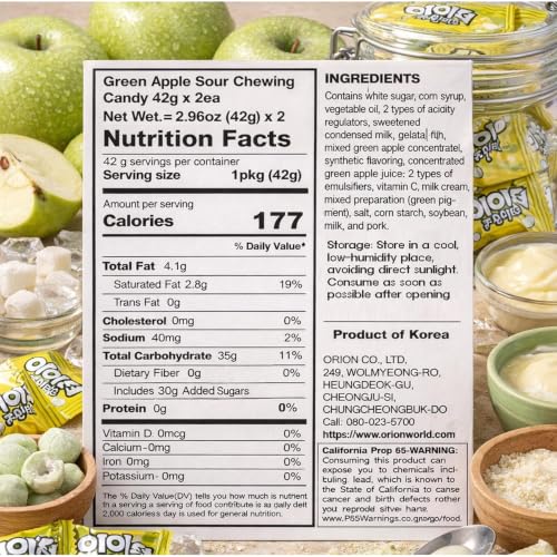 Sour Green Apple Chewy Candy Intense Tangy Flavor, Fun Snack for Halloween, Camping or Everyday Treat 2 Packs, 42 g Each (1.48 oz Each) - image 2