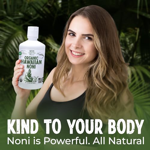 healing noni - 1-pack plastic bottle 32oz - 100 pure hawaiian organic noni juice - all-natural unsweetened fresh fruit - farm direct