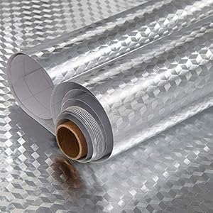 Lifetree Oliebestendige sticker keukenfornuis sticker zelfklevend aluminium folie stickers waterdicht behang ruiten…