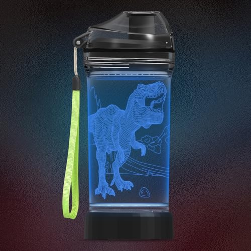 Gourde dinosaure lumineuse T-Rex 3D veilleuse étanche 14oz Tritan CoolGift Mart pour enfants