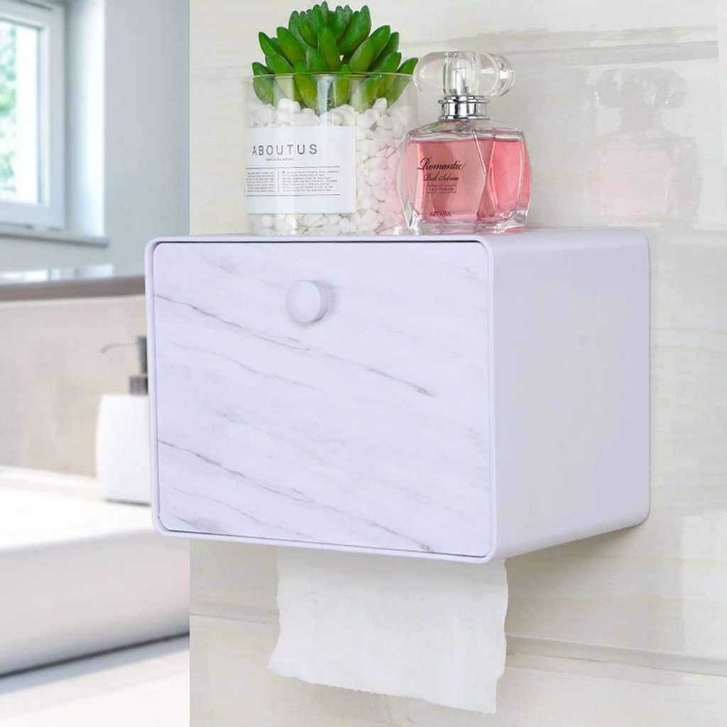 FXBZA Toilet Paper Holder with Storage Shelf No Drilling Toilet Roll Holder Section Toilet Paper Holder Stand Wall Mount Bathroom Accessory-A
