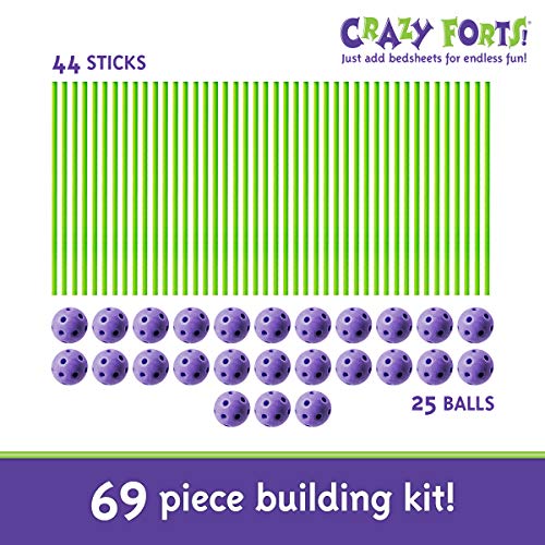 Crazy Forts! 69 Piece Buildable Indoor/Outdoor Play Fort Playset, Diy, Build Your Own, Stem Toy #TOP5
