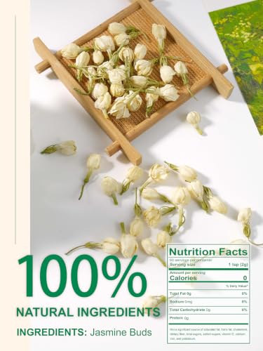 Image of TeeLux Dried Jasmine Buds, Edible Jasmine Flowers for Tea & Baking, 3.5oz