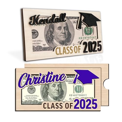 Personalized Graduation Money Holder 2025, Customized Name Graduation Gifts Wooden Cash Clip, Money Box for College Graduates