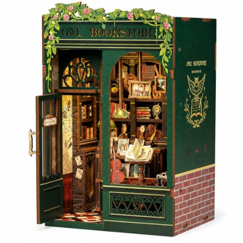 Image of Wanna Party Bookstore DIY Book Nook Kit, 3D Wooden Miniature House Puzzle, Bookshelf Insert Decor with Cozy Library Scene, Craft Building Kit for Adults & Teens 14+, Creative Room Decoration Gift
