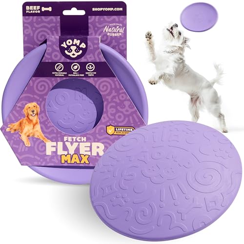 Yomp FetchFlyer MAX Dog Toy – Durable Rubber, Grippable Rim, Textured Flyer for Fetch & Play, Dishwasher Safe