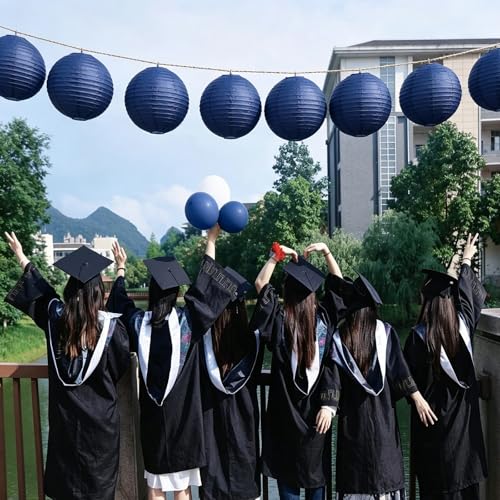 Image of 10 Inch Navy Blue Paper Lanterns for Graduation Decorations Classroom Graduation Party Graduation Cap Weddings Birthdays(Set of 5, Navy Blue)