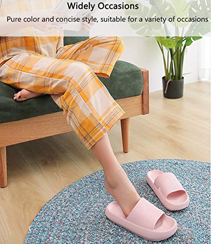 Pillow Slippers For Women, Non-Slip Massage Foam Shower Bathroom Home Floor Thick Sole Quick Drying Cloud Cushion Womens Mens Sandals, Soft Comfortable Platform Open Toe Shoes (Pink, Eur38/39) #TOP5
