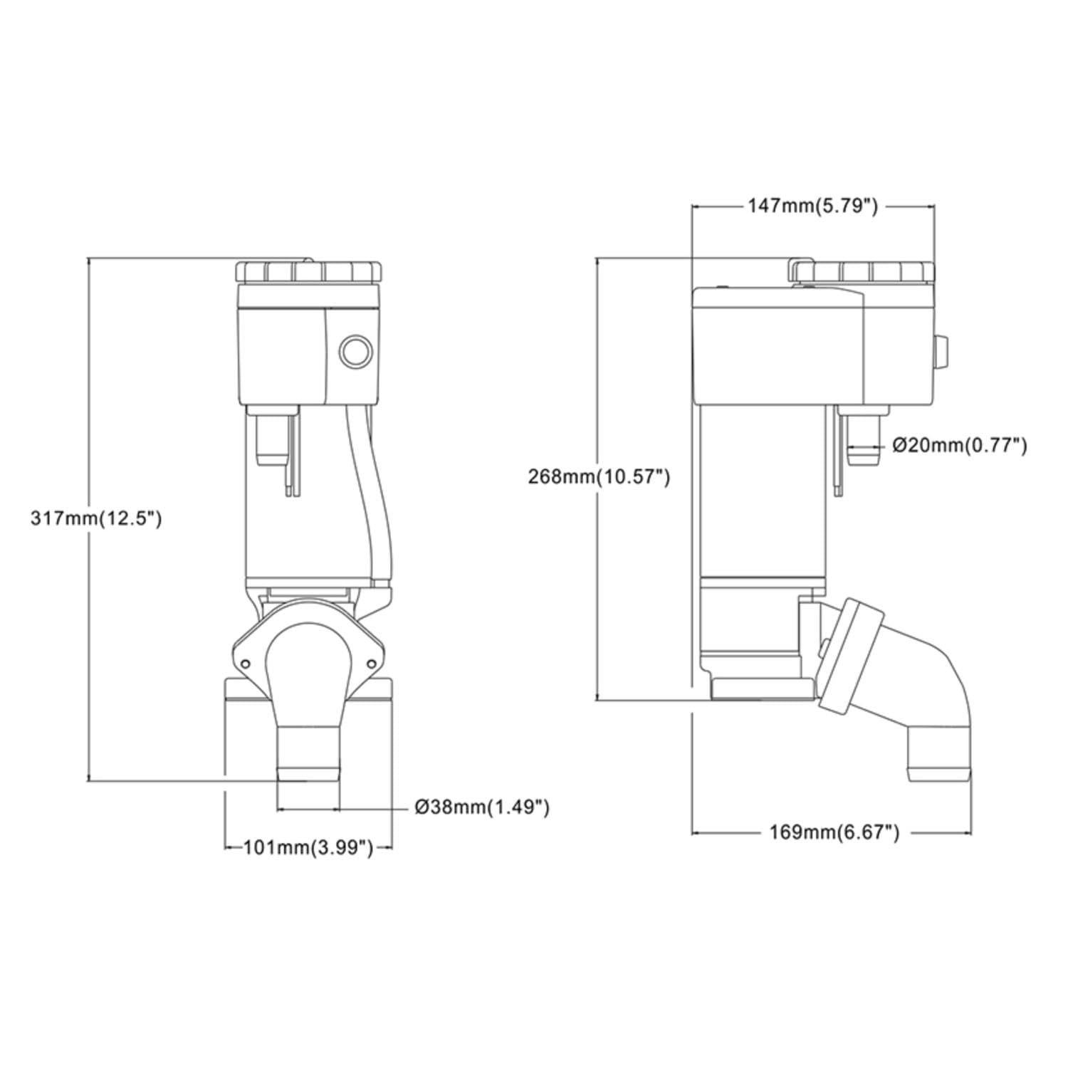 LIGHTEU®, SEAFLO 12V Marine Toiletten Umrüstkit – Elektrische Spül- & Maceratorpumpe für Bootstoiletten, Selbstansaugende Flush-Pumpe 5 GPM, SFMTP1-02