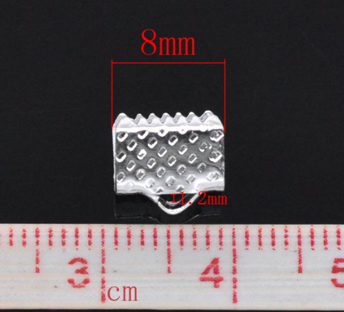 Necklace Cord End Caps Ribbon Crimp End Findings Silver Plated 8mm( 3/8