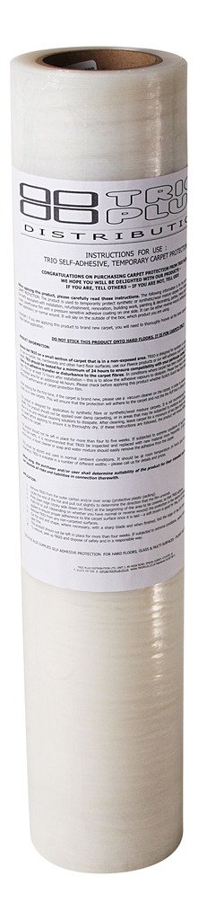 Trio Plus Carpet Protectors, Self Adhesive Floor Protection for Carpet, 60cm x 100m (Heavy Duty, 60 Micron)