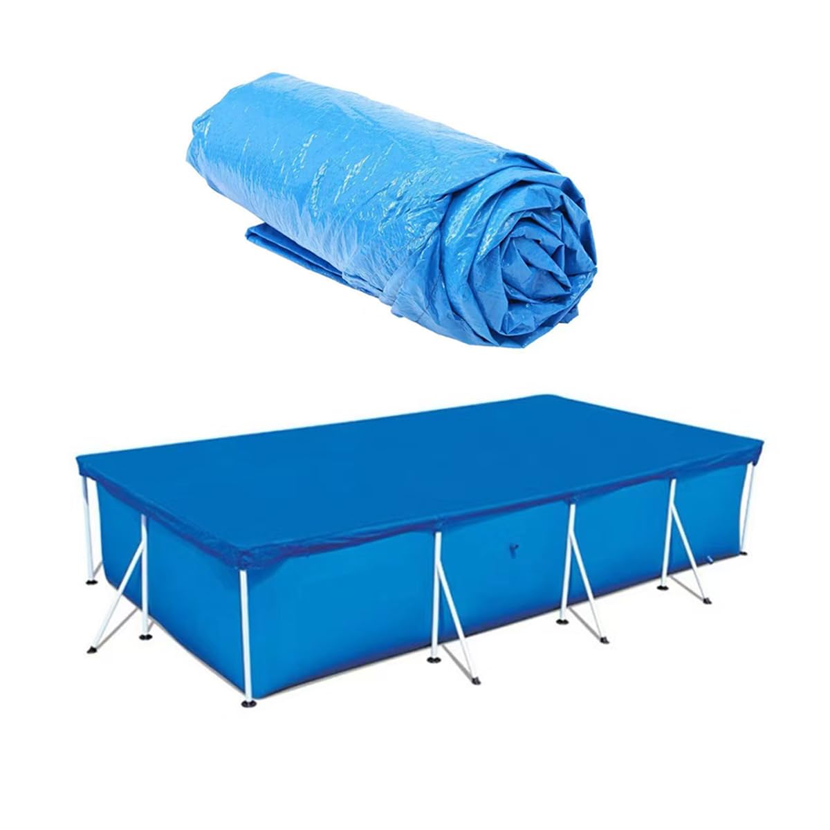Rectangle Pool Cover, Foldable Swimming Pool Covers for 400 * 211CM/13.12 * 6.92FT Frame Pools, Garden Solar Pool Cover Protector for Inflatable Pools
