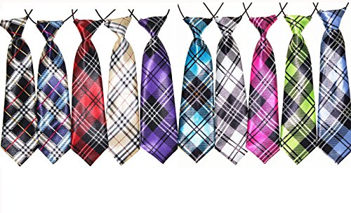 yagopet 10pcs/Pack Big Ties Plaid Patterns Large Dog Ties Dog Large Neckties 22inches Bow Ties Cat Dog Ties for Holiday Festival Dog Collar Dog Grooming Accessories