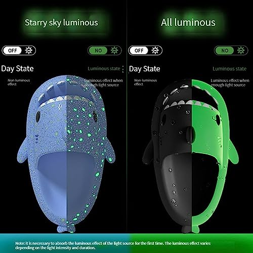 Miahhy Galaxy Shark Slides, Galaxy Shark Slides Glow in the Dark, Cloud Shark Slippers, Shark Flip Flops Non-slip Open Toe2