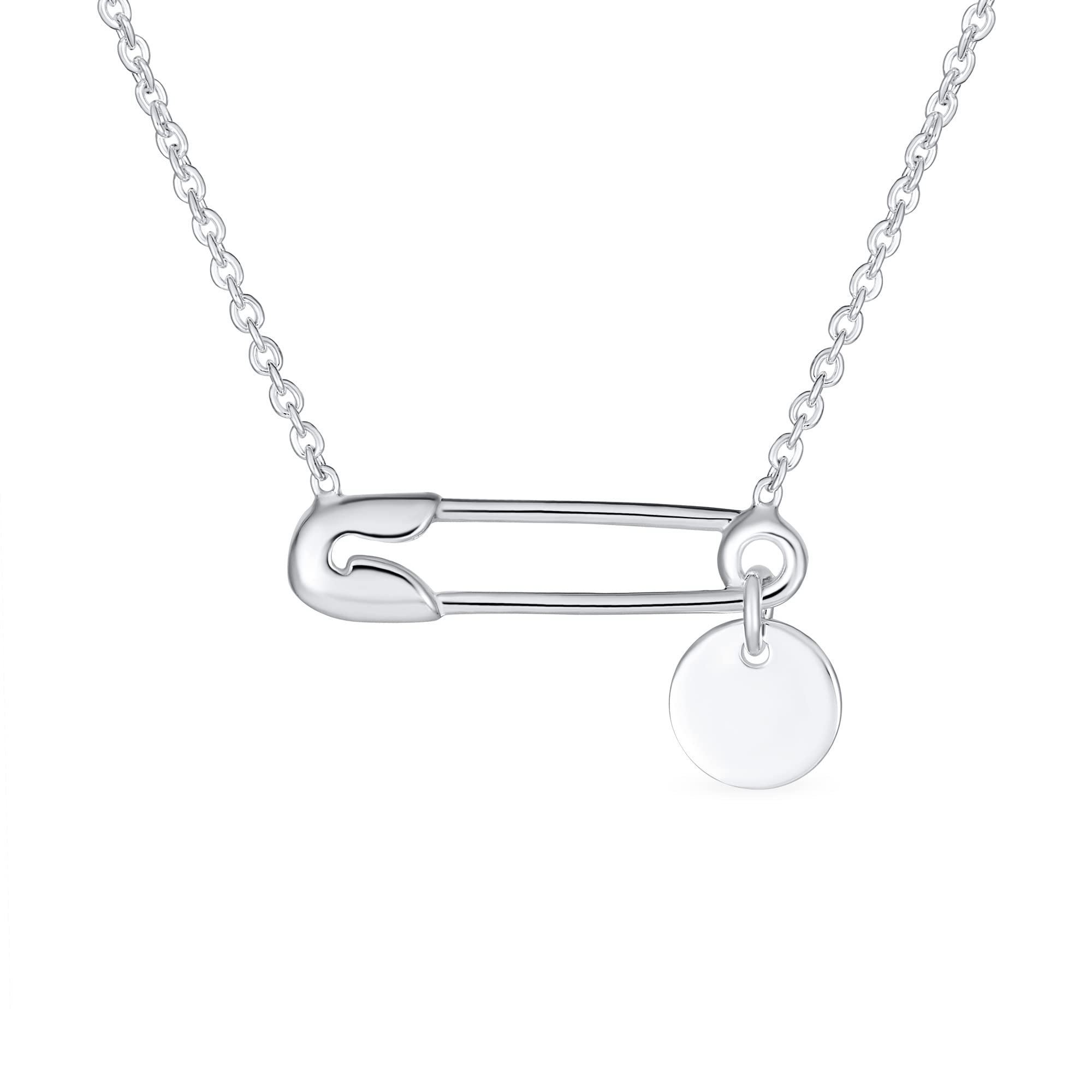 Personalisieren Initialeen Alphabet A-Z Support Symbol Für Vertriebene Menschen Massivarität Runder Kreis Scheibe Seitlich Sicherty Pin Halskette Anhänger Für Frauen .925 Sterling Silber Brauchizable