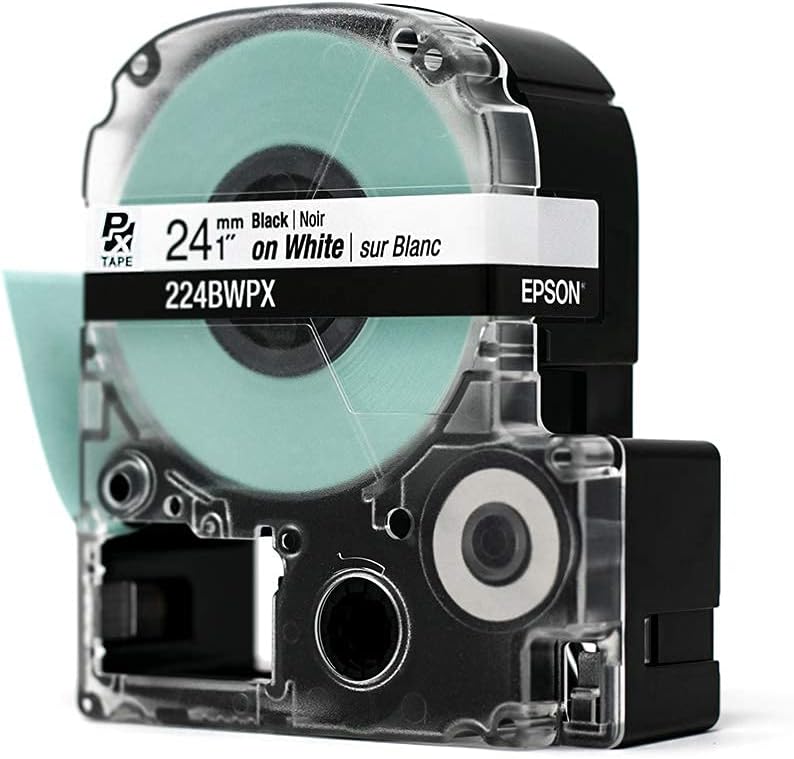 Epson LABELWORKS 224BWPX Genuine PET (Polyester) Tape Cartridge - Black on White Industrial Label Maker Tape - 1" (24MM) Wide, 30 ft