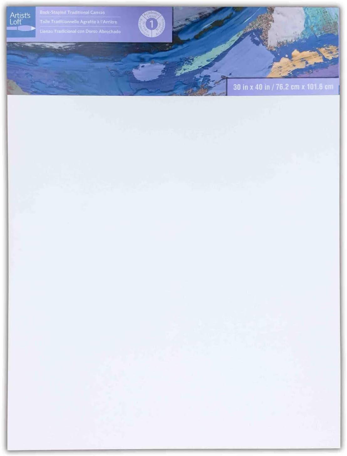 Artist's Loft 30" x 40" Level 1 Back Stapled Traditional Canvas - Acid Free Cotton Canvas for Paint, Acrylic, & Oils - Bulk 6 Packs