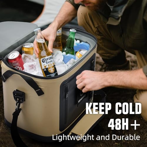Image of Vogano 40 Can Soft Cooler Bag - Insulated Leak-Proof Large Cooler Bag with Roll-Top Waterproof Seal | Portable Ice Chest for Camping, Beach, Travel, Picnics | 24HR Cold Retention