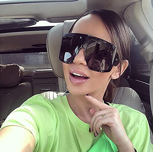 Feisedy Large Square Baddie Oversized Women Sunglasses Shield Men Fashion Flat Top Wrap Baddie Shades B5040 #TOP7