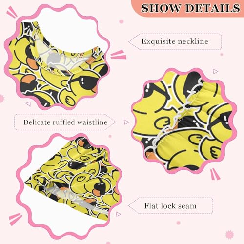 Toddler Girls Rubber Duck Dress Sleeveless Cotton Casual Clothes for Home Party Beach Sundress 2-8Y3