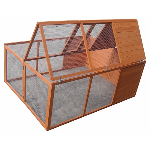 Melko Kleintierstall Klappbarer Hasenstall Freilaufgehege ca. 160 x 119 x 60 cm, aus Holz, braun – Bild 4