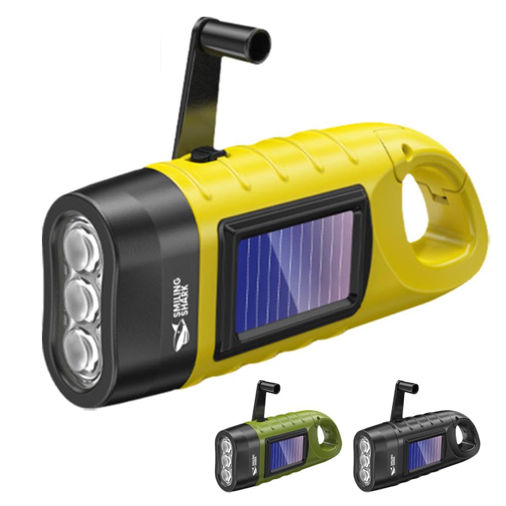 Wind up Torch, Solar Emergency Wind up Torch with Rechargeable Hand-Cranked Portable Camping,Used for Outdoor Emergency, Hiking,Camping, Survival Gear
