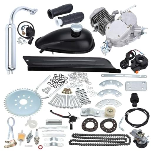 FEWENi 26” 28” Black 2 Stroke 50cc 80cc Cycle Bicycle Gas Motorized Gasoline Engine Motor Kit CDI Air Cooling For Mountain and Road Bike (50CC, Sliver)