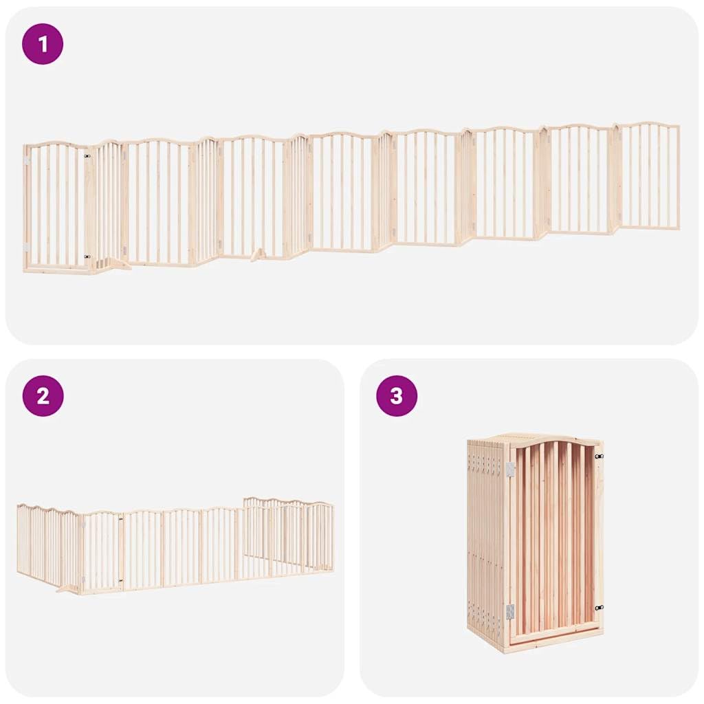 15-TLG. Puerta plegable para perros con puerta de madera de álamo de 750 cm, rejilla plegable para perros con puerta con cerradura, puerta para perros plegable sin taladrar