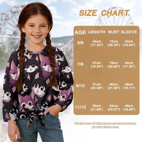 Girls Long Sleeve T-Shirt with Front Tie Teens Crewneck Shirt Girls Tunic Tops3