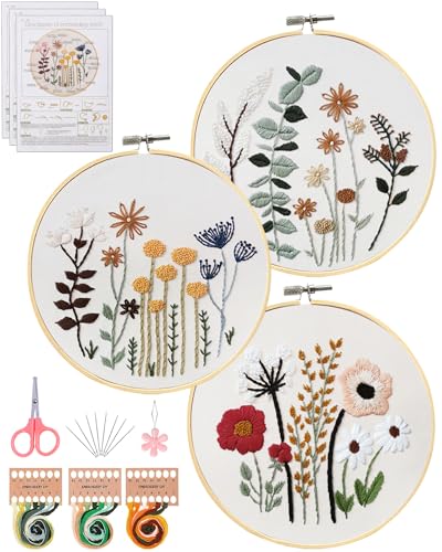 Santune 3 Sets Embroidery Kit,Cross Stitch Kits...