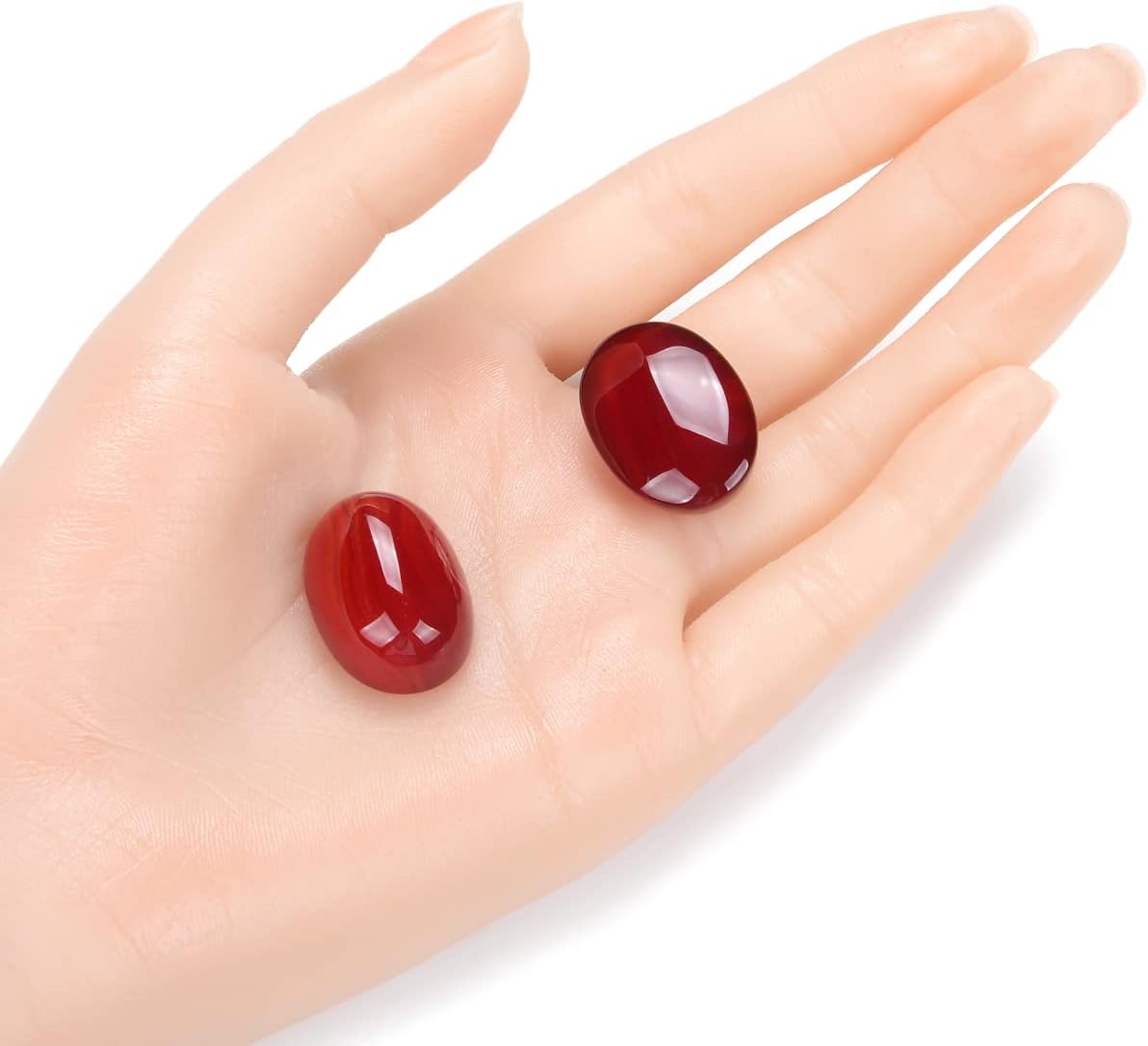16pcs Adabele Natural Rose Red Stripe Agate Oval Gemstone Cabochon Double Loose Dome Cabs Stone 25mm x 18mm (0.98" x 0.71") for Jewelry Making GCN-D7