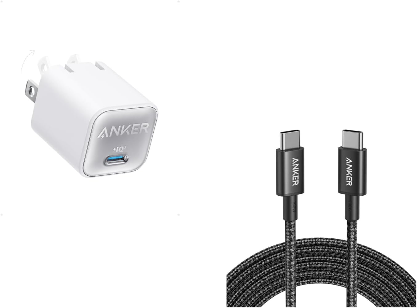 Anker Nano USB C Charger Block, 30W PIQ 3.0 Foldable iPhone Charger Fast Charging, Anker USB C Cable, Type-C Charging Cord Fast Charge(10FT,100W)