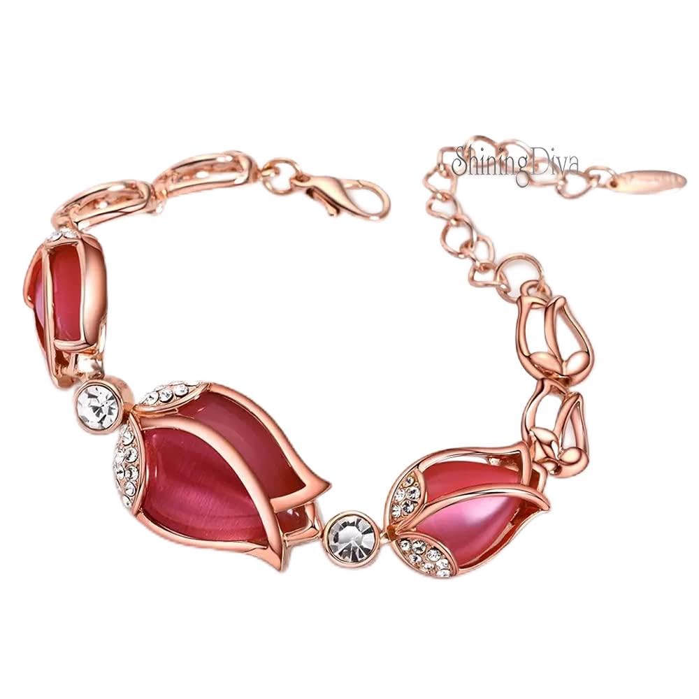 Latest Stylish Rose Gold Austrian Crystal Bracelet for Women and Girls (11943b), free