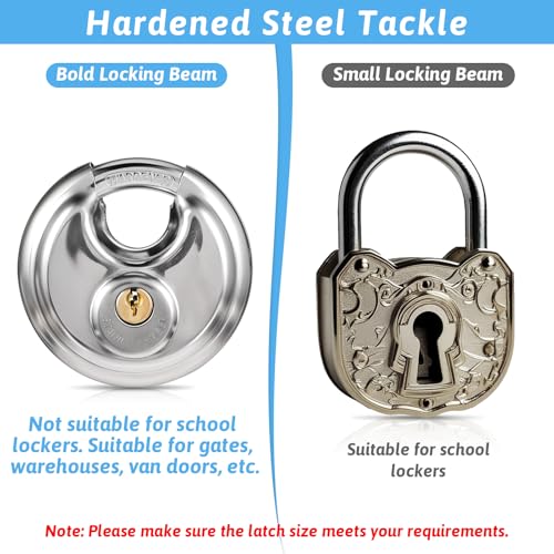 Image of 5 Pack Discus Padlocks Keyed Stainless Steel Heavy Duty Locks 2-3 /4 inch Wide Round Lock Waterproof Outdoors Storage Lock with Brass Keys for Storage Unit Gate Hasp Latch Outdoor Fence