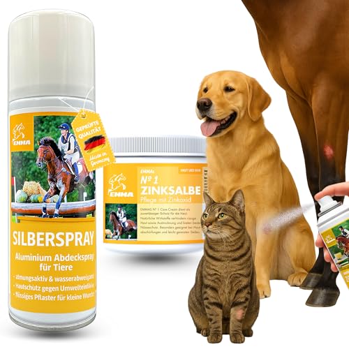 Dog Wound Care First aid kit I silver spray for dogs + zinc ointment horse cow I wound spray I silver spray cat wound skin cream healing wound Treatment bandage pet I anti itchy spray plaster dog Paw 250ml 200ml