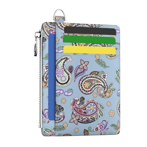 Image of Hancynir Slim Wallet Women Credit Card Holder Boho RFID Blocking Small Cute Card Wallets Mini Front Pocket PU Leather Card Case Thin Travel Zipper Coin Cash Ladies Female Wallet Gifts