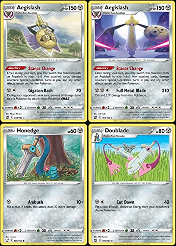 Aegislash Battle Styles Evolution Card Set - 108/163 & 107/163 - Doublade & Honedge - Rare 4 Card Lot
